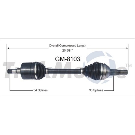 Surtrack Axle Cv Axle Shaft, Gm-8103 GM-8103